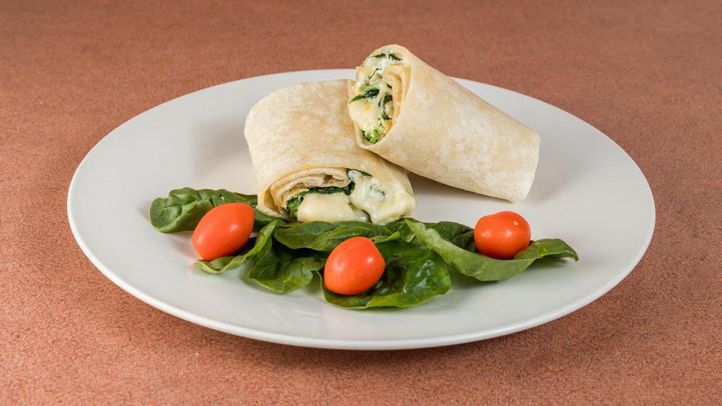 Letter A · 3 egg whites, spinach, swiss wrap