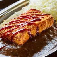 Tofu Katsu Curry · Panko-breaded fried tofu, drizzled with tonkatsu sauce, served with shredded cabbage and Jap...
