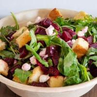 Arugula And Beet Salad · Goat cheese, croutons, and sherry vinaigrette.