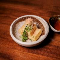 Agedashi Tofu · Fried organic tofu soaked in tempura sauce