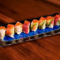 Rainbow Roll · Variety of sashimi on cali roll