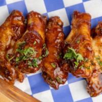 6 Chicken Wings · CHICKEN WINGS. Homemade teriyaki sauce, hot, and mild sauce. buffalo, chipotle