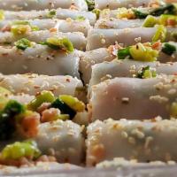 Hak Rolls / 蝦米腸 · Per roll. Large rice rolls with mini dried shrimps and scallions mixed in.
