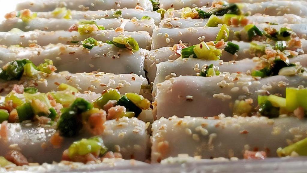 Hak Rolls / 蝦米腸 · Per roll. Large rice rolls with mini dried shrimps and scallions mixed in.