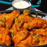 7 Classic Wings · Choose one sauce flavor with your choice of Homemade Bleu Cheese or Ranch dip!