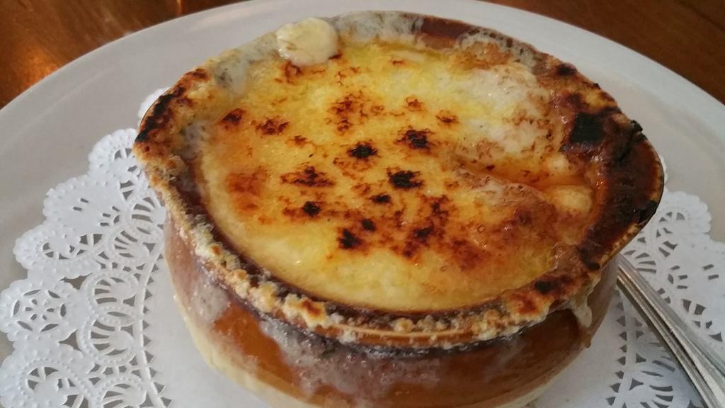French Onion Soup Gratinee · served gratinéed with croutons