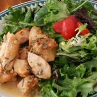 Sauteed Chicken · Lemon, garlic, shallots, sage & french fries. Substitute french fries for mixed greens or sp...