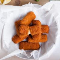 Mozzarella Sticks · 6 pieces of Melted mozzarella cheese sticks battered and fried to perfection.