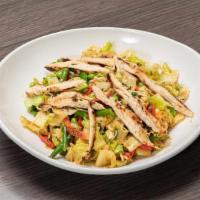 Asian Chicken Salad 2.0 · Grilled chicken, romaine, peppers, green beans, peanuts, scallions, cilantro, sesame seeds, ...