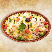 Classic Veggie Biryani  · Long grained rice flavored with fragrant spices flavored along with saffron and layered with...