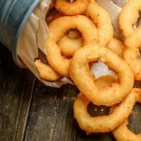 Onion Rings · Deep fried battered onions.