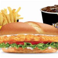 Chicken Sandwich Combo · A 100% natural chicken breast filet with zero additives, marinated to perfection, topped wit...
