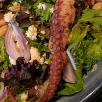 Grilled Octopus Salad · baby arugula, garbanzo beans, red onions, feta, lemon vinaigrette