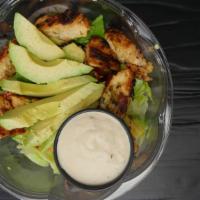 Ceasar Chicken Salad · Romaine lettuce, croutons, grated cheese tossed with Caesar dressing.