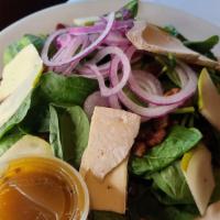 Brady'S Spinach Salad · Baby spinach, candied walnuts, pancetta, pears, red onion and brie cheese. Served with honey...