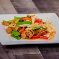 Vegetarian Duck Basil · Spicy. Stir-fried bell peppers, onions and fresh basil in chili-garlic sauce.
