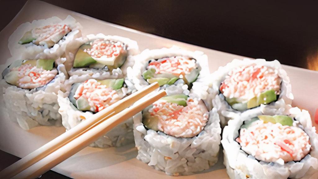 California Roll · 8pc inside out roll with cucumber and avocado.