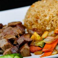 Hibachi Chicken & Beef Dinner · Chicken and beef combination. Full dinner portion fresh made to order, teppanyaki sauteed in...
