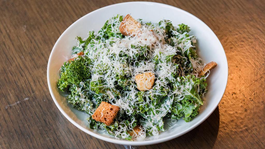 Kale Caesar Salad · Served with chipotle Caesar dressing, croutons and Parmesan cheese.