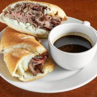 French Dip · Roast Beef, Blue Cheese Spread, Au Jus, Baugette
