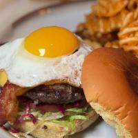 Lic Burger  · Angus beef burger, pickled cabbage, cheese, lettuce, tomato,  runny egg, bacon, house sauce,...