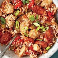 Jumbo Shrimp Jambalaya · Spicy. Jumbo shrimp, long grain rice, chicken, okra, onion, pepper, celery, tomato, spicy, a...