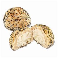 Everything Stuffed Bagel Mini · Everything mini bagels filled with cream cheese, served warm. Two per order. Max 6 per order.