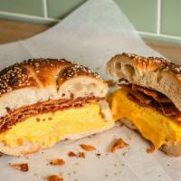Bacon, Egg & Cheese · Bacon, organic egg and cheese on a bagel.