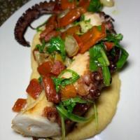Grilled Octopus · Chickpeas Pure, Roasted Red Peppers, Cipollini Onion.
