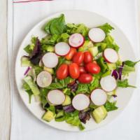 Garden Salad · Mixed greens, tomato, cucumber and onion.