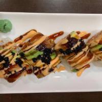 Black Dragon Roll · Spicy. Spicy crunchy tuna topped with eel, avocado spicy mayo, eel sauce and black tobiko.