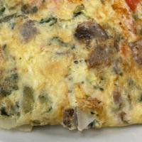 Vegetable Omelette · Spinach, Mushrooms , Tomatoes, Onions & Peppers.