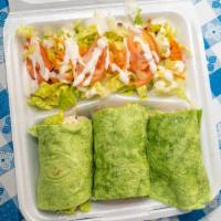 Chicken Wrap Plate · Roasted chicken seasoned with spices. Wrapped in spinach tortilla with garlic mayo spread, l...