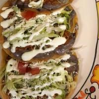 3 Pcs Tostadas  · Fried tortilla topped with fried beans, mayonnaise, lettuce, cheese, cream and tomatoes. / A...
