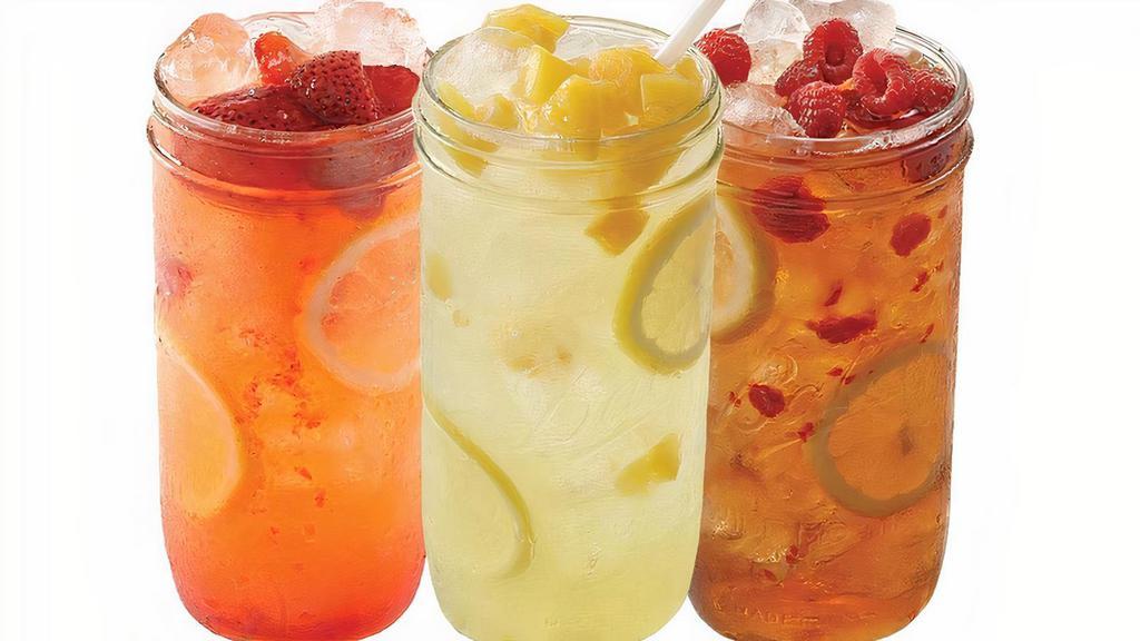 Boardwalk Lemonades & Teas (Select Your Fruit Infusion) · Boardwalk Lemonade or Tea, infused with your choice of strawberries or peaches.