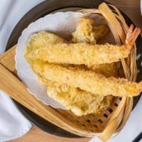Shrimp & Vegetable Tempura Appetizer · Two pieces shrimp and six pieces vegetables.