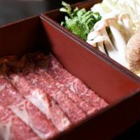 Diy Kobe Beef Shabu Shabu  · Thin sliced Kobe beef, mushrooms, vegetables, homemade udon noodles. Served with sesame sauc...