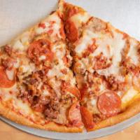 Meat Lover'S Pizza · With sausage, pepperoni, meatballs and bacon.