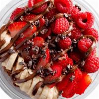 Frescatela · Organic Acai, Chocolate Granola, Strawberries, Banana, Raspberries, Chocolate Nibs, Drizzled...