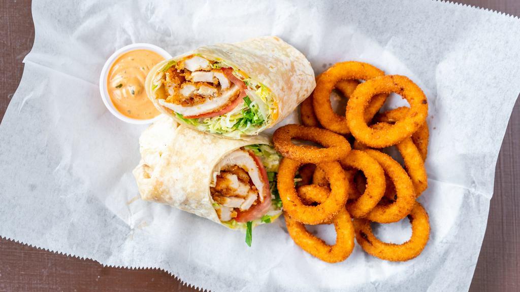Chicken Wrap · With cheese, lettuce and tomato.