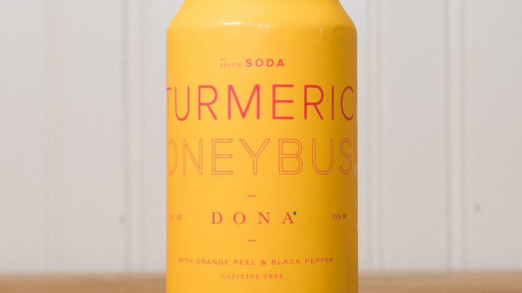 Turmeric Honeybush · Earthy turmeric, floral honeybush, tangy orange, hint of black pepper. Effervescent & perfectly sweet, with a complex finish.