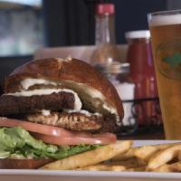 Thomas Monster Burger · Double bacon cheeseburger made with Angus beef. Served with pepper Jack cheese, Boston baby ...