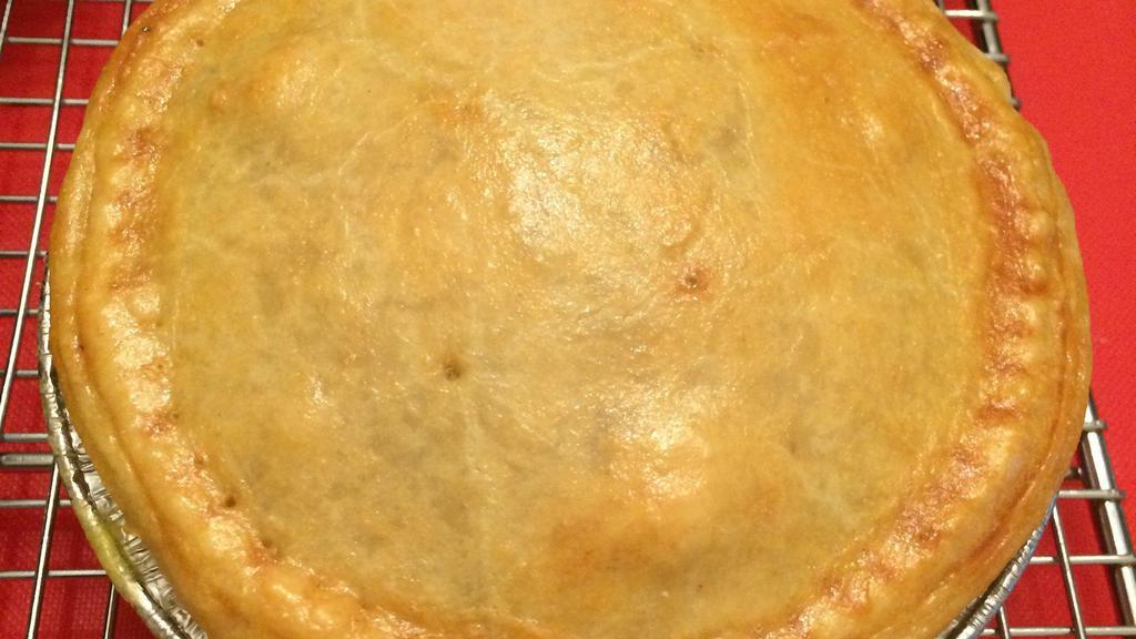 Steak Pie · Rich, dark and handsome: the classic british meat pie. all natural, grass-fed beef, country style mixed vegetables. A gravy made from scratch added with a light short crust pastry top, yum.