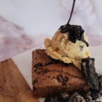 Cookie Crazy Brownie · A Warm Brownie With Edible Chocolate Chunk Cookie Dough With Crushed Oreos Smothered In Hot ...
