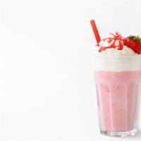Strawberry Milkshake · Creamy classic strawberry shake with strawberry ice cream, strawberries and milk.