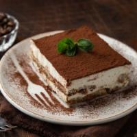 Tiramisu · Classic Italian dish made with espresso soaked ladyfingers and a mascarpone spread.