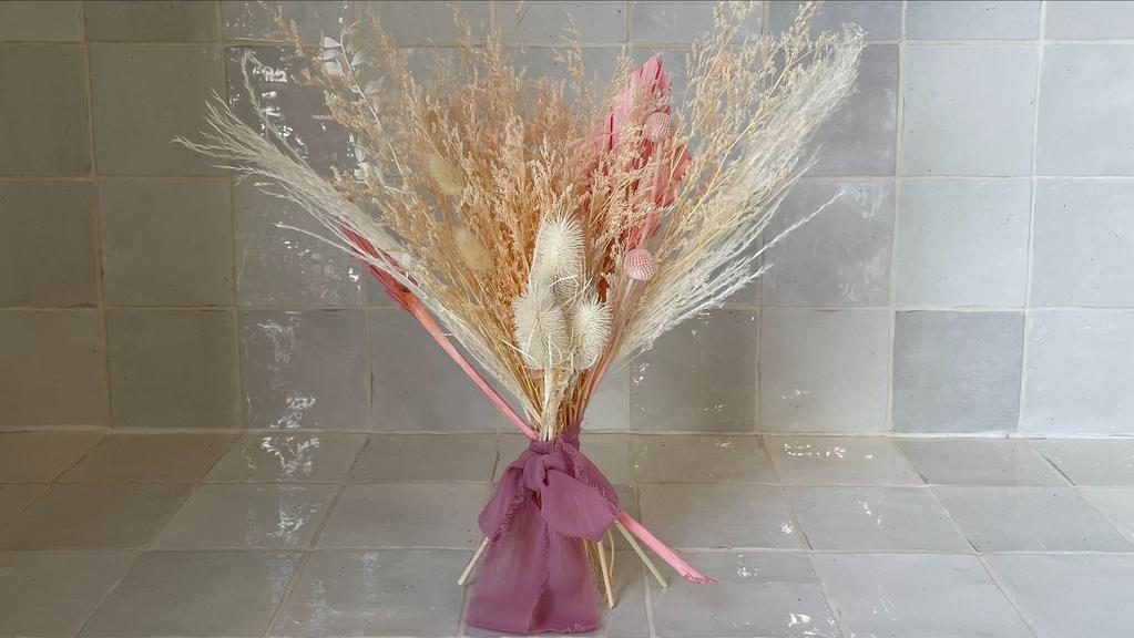 Pink Light (Small) · Hand tied dried flowers bouquet in pink and neutral tones.