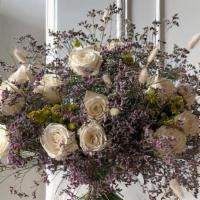 Meadows Of Maine · Classical flower arrangement inspired by the wildflowers of Maine with white, purple and yel...