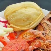 Kenkey With Fish, Pepper & Shito · 