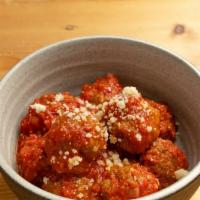 Meatballs · Local Beef Meatballs and Tomato Sauce.